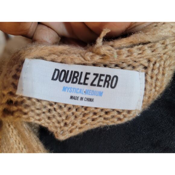 Double Zero Cable Knit Sweater Women's M Beige V-Neck Long Sleeve Pullover - Picture 7 of 9